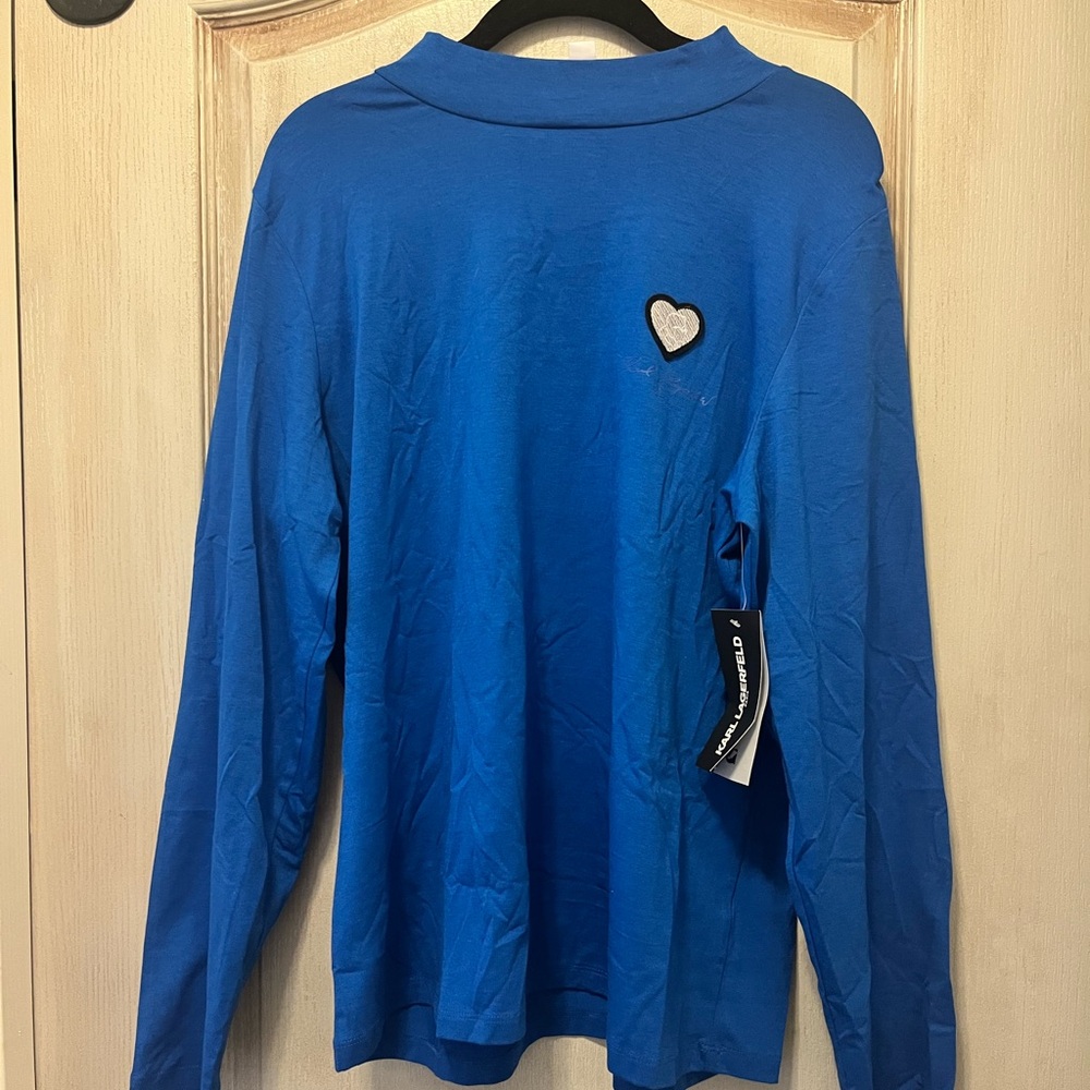 Karl Lagerfeld NWT royal blue long sleeve with mock neck
